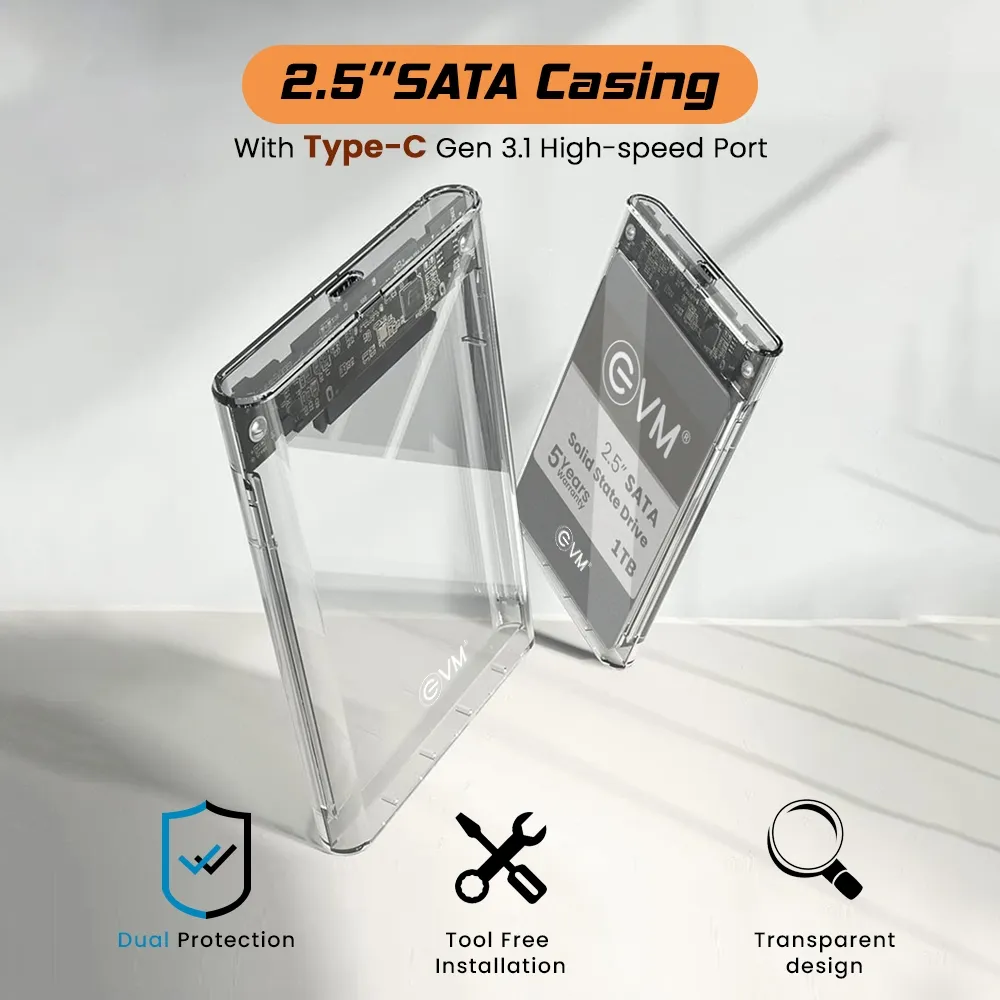 EVM SSD Casing 2.5 Inch Sata USB 3.1 Type-C (ESC-TP02) view 5